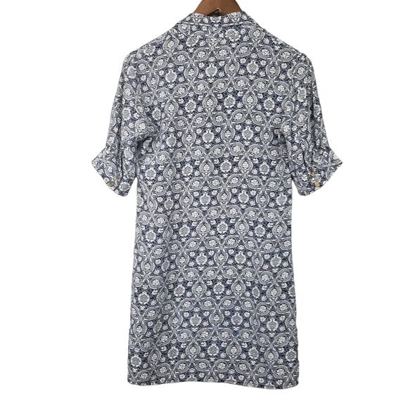 Gold Hawk Silk Print Shirt Dress - XS - Picture 2 of 6